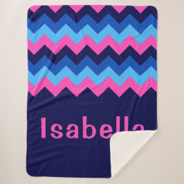 Manta Sherpa Azul rosa Chevron Monograma Gran Sherpa Blanda
