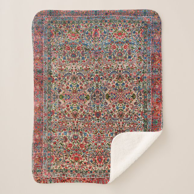 Manta Sherpa Azul rosa rojo Persia del Sur  (Anverso)