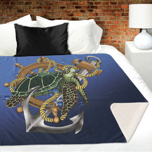 Manta Sherpa Azul verde de tortuga marina