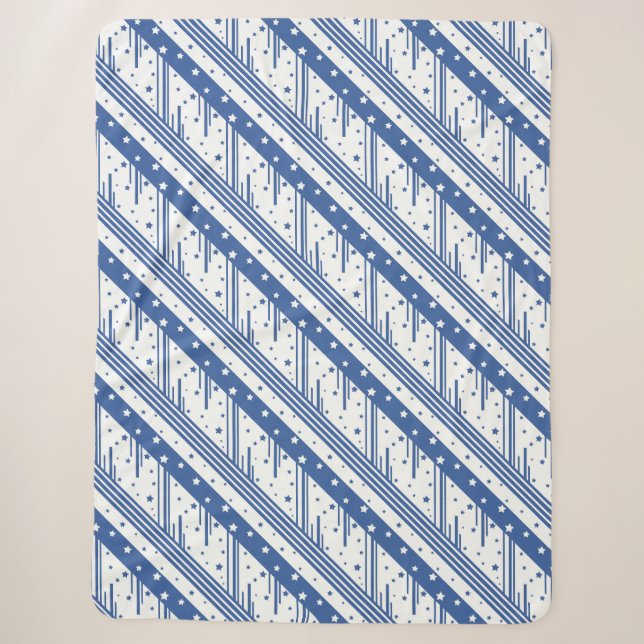 Manta Sherpa Azul y blanco abstracto (Anverso)