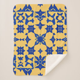 Manta Sherpa Azulejo de Motivo de Baldosa Azul del Caribe Dorad