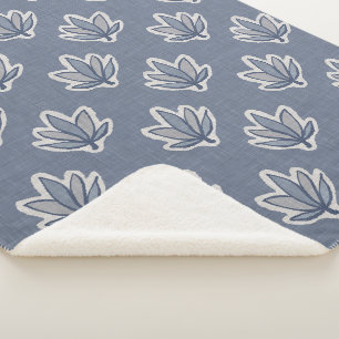 Manta Sherpa Azure Blue Leaf Linen Look
