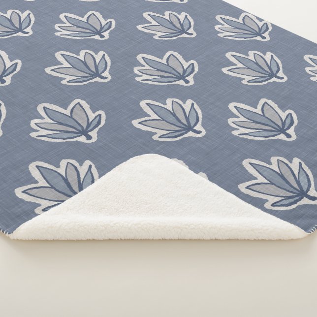 Manta Sherpa Azure Blue Leaf Linen Look (3/4)