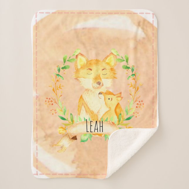 Manta Sherpa Baby Blanket Fox Floral Sherpa (Anverso)