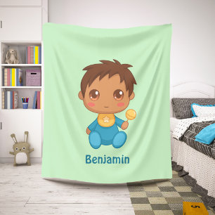 Manta Sherpa Baby Boy Blue Jumpsuit Custom Name Green