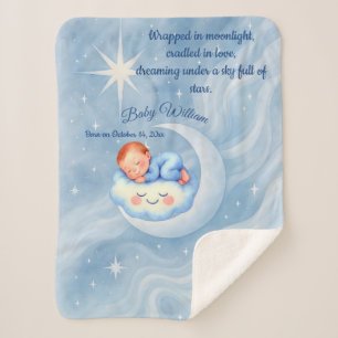 Manta Sherpa Baby Boy Shower Invitan a la Moonlight Stars Water