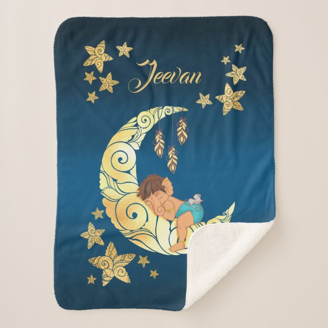 Manta Sherpa Baby Ganesha with moon and stars (Anverso)