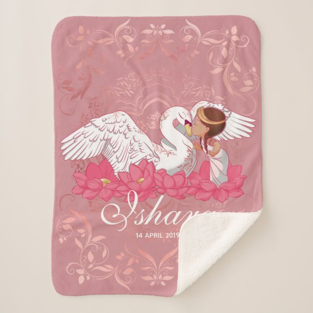 Manta Sherpa Baby Girl Saraswati with her White Swan (Anverso)