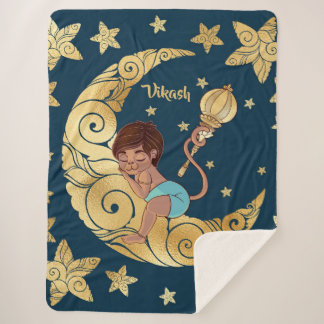 Manta Sherpa Baby Hanuman slapend op de maan tussen de sterren