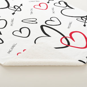 Manta Sherpa Baby Love Personalized Name Hearts Pattern Baby