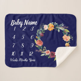 Manta Sherpa Baby Milestone Blanket Personalizado Baby Girl Gif