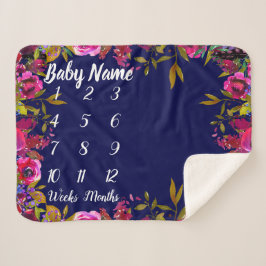 Manta Sherpa Baby Milestone Blanket Personalizado Baby Girl Gif