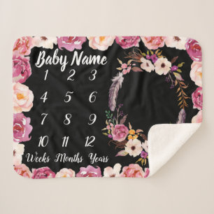 Manta Sherpa Baby Milestone Chica de ducha con nombre personali