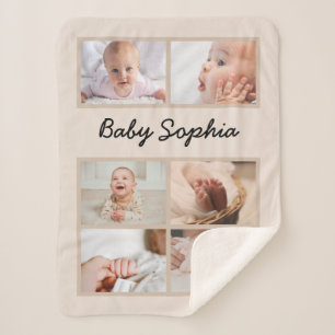Manta Sherpa Baby Photo Blanket DIY Personaliza con tus fotos