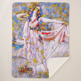 Manta Sherpa Bailarina de vidrio manchado con vestido flojo