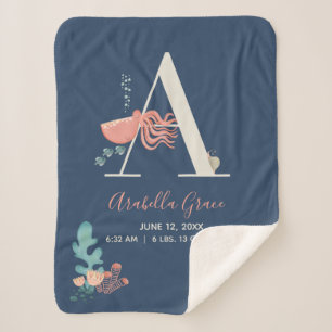 Manta Sherpa Bajo el mar Letra octopus alfabeta un bebé se estr