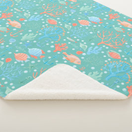 Manta Sherpa Bajo el patrón de acuarela marina