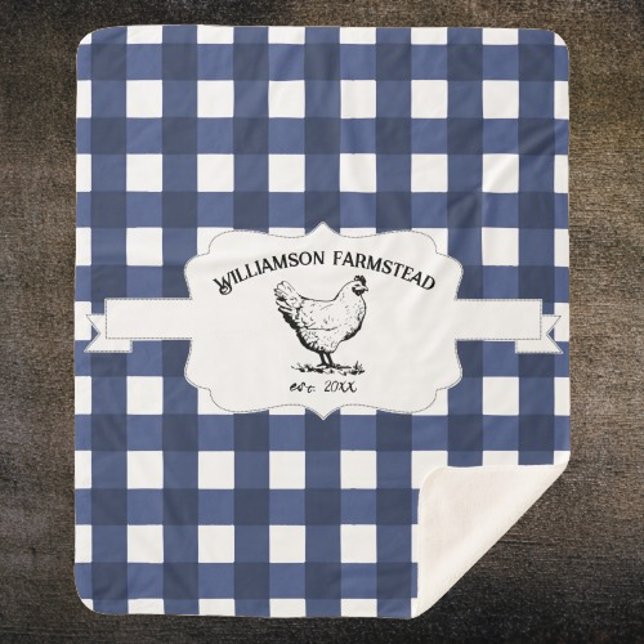 Manta Sherpa Balanza de la granja de pollo Sherpa con leche de  (Blue Buffalo Plaid Farm Chicken Personalized Sherpa Blanket)