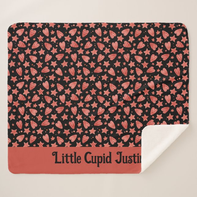 Manta Sherpa Balcón Sherpa del patrón de Valentine Hearts & Sta (Anverso (horizontal))