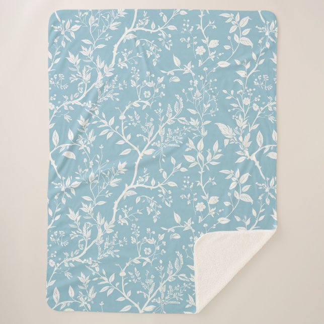 Manta Sherpa Baldaquín del Sherpa Botánico Azul (Anverso)