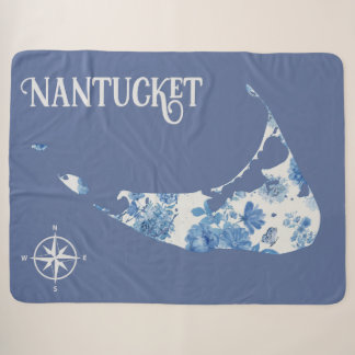 Manta Sherpa Balde Sherpa Nantucket azul y blanco