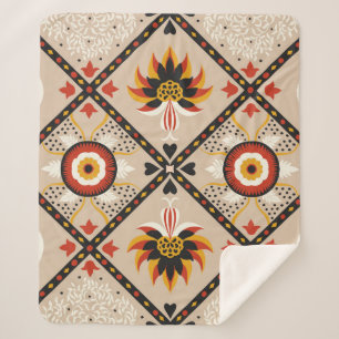 Manta Sherpa Baldosa de mayólica italiana. Bordados con flores