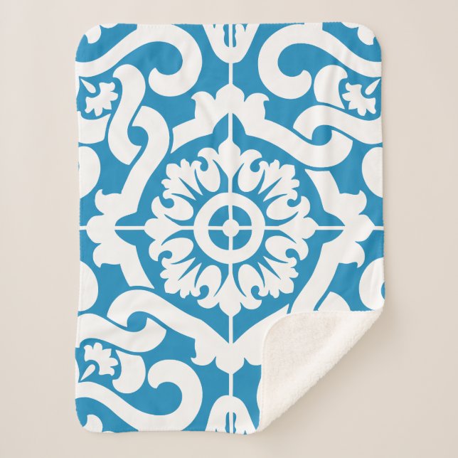 Manta Sherpa Baldosas azules de Portugal 1 (Anverso)