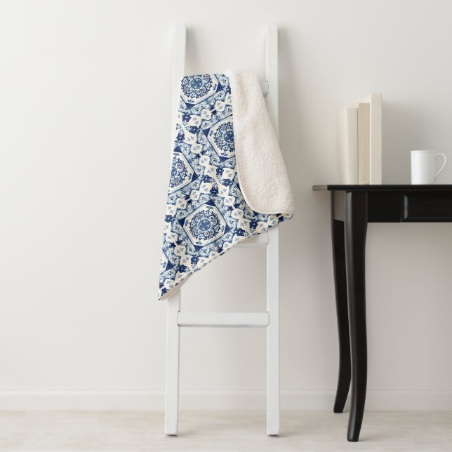 Manta Sherpa Baldosas mediterráneas, portuguesas, azulejo, mall (In situ)