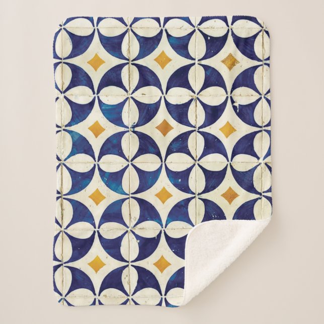 Manta Sherpa Baldosas portuguesas - Diseño del patrón Azulejo (Anverso)
