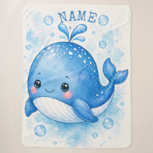 Manta Sherpa Ballena Azul Adorable Acuarela