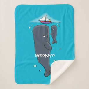 Manta Sherpa Ballenas cortas y ilustracion personalizado de vel
