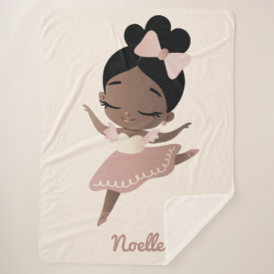 Manta Sherpa Ballerina afroamericana con barba, rosa y beige