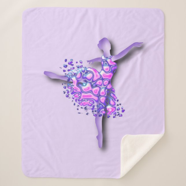 Manta Sherpa Ballerina Purple Sherpa Blanket Ballet Chica baila (Anverso)