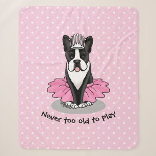 Manta Sherpa Ballet Ballerina Princess Boston Terrier (negro)