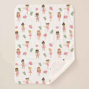 Manta Sherpa Ballet Ballerinas rosadas Patrón de baile