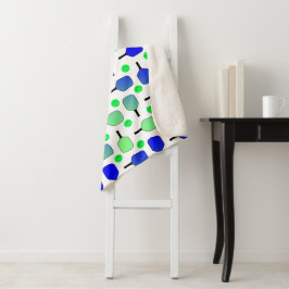 Manta Sherpa Baloncesto azul y verde remo bolas de pollo verdes