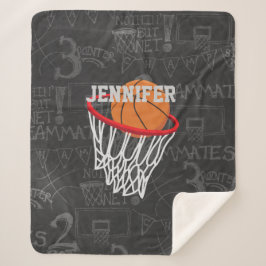 Manta Sherpa Baloncesto de Chalkboard y Hoop personalizados