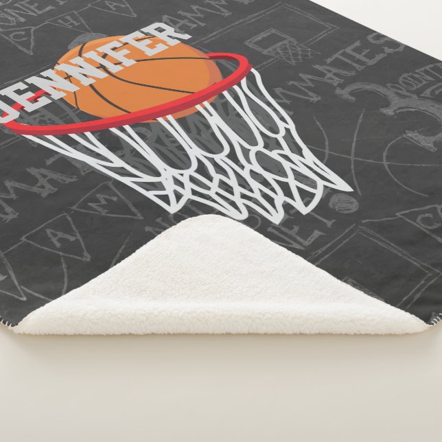 Manta Sherpa Baloncesto de Chalkboard y Hoop personalizados (3/4)