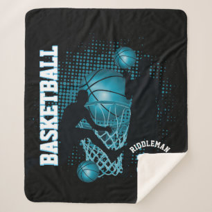 Manta Sherpa Baloncesto deportivo - Azul negro y bebé