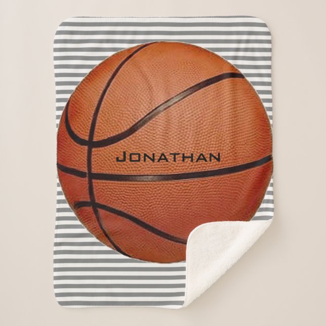 Manta Sherpa Baloncesto en Stripes Design Sherpa Blanket (Anverso)