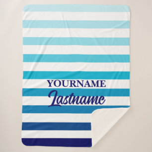 Manta Sherpa Banda azul y blanca de medianoche