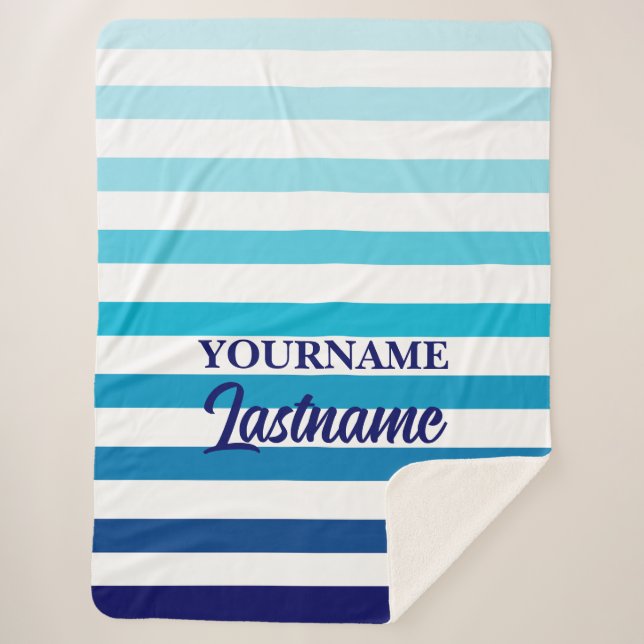 Manta Sherpa Banda azul y blanca de medianoche (Anverso)