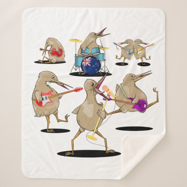 Manta Sherpa Banda de Kiwi para Música NZ (Anverso)