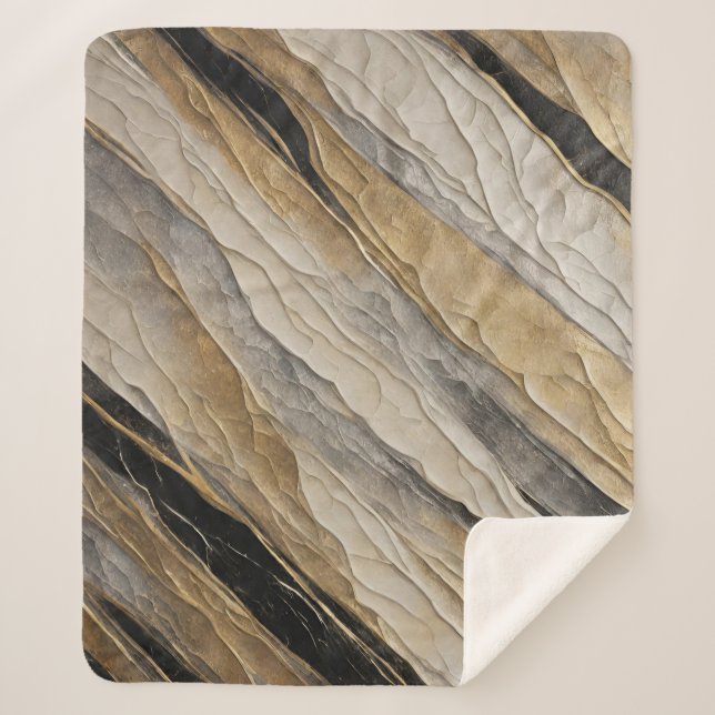 Manta Sherpa Banda dorada y negra meteorada (Anverso)