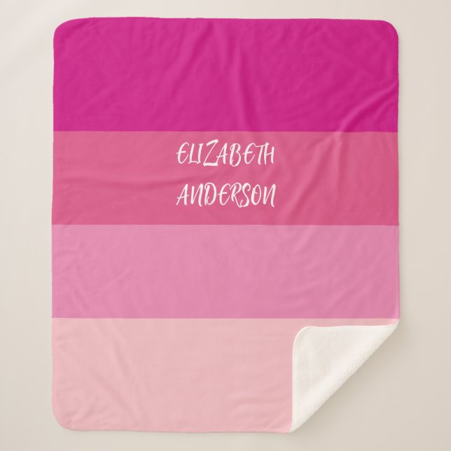 Manta Sherpa Banda horizontal rosa de bloque de colores (Anverso)