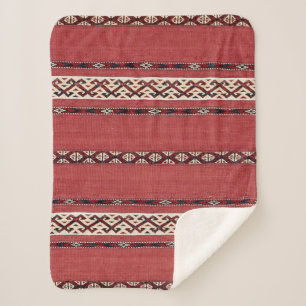 Manta Sherpa Banda triangular Kilim II Blanco negro rojo 