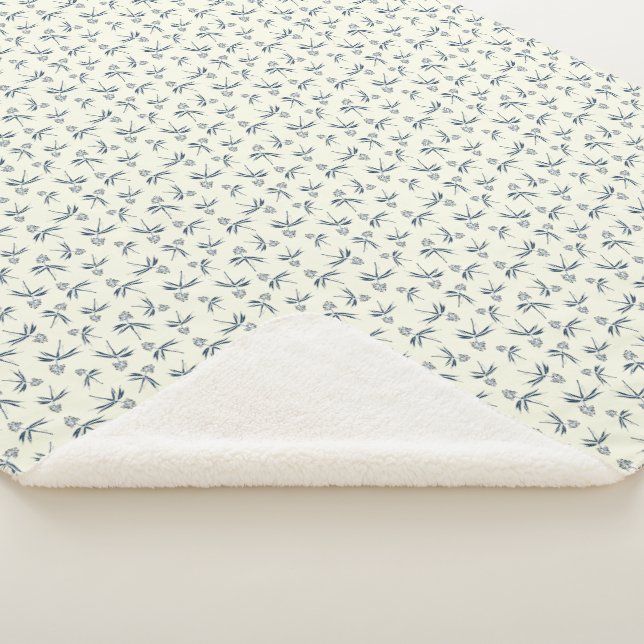 Manta Sherpa Bandas azules en crema - patrón sin fisuras. (3/4)