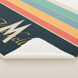 Manta Sherpa Bandas azules rosadas y de la Marina monocromática