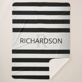 Manta Sherpa Bandas de color negro y negro de imitación de plat