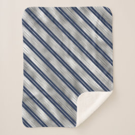 Manta Sherpa Bandas glosadas azules y grises